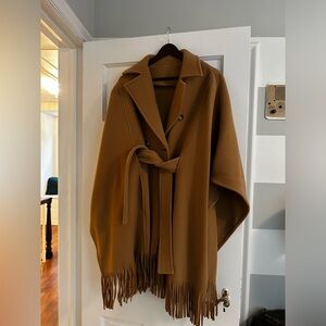 Wool cape coat - with belt and tassel trim